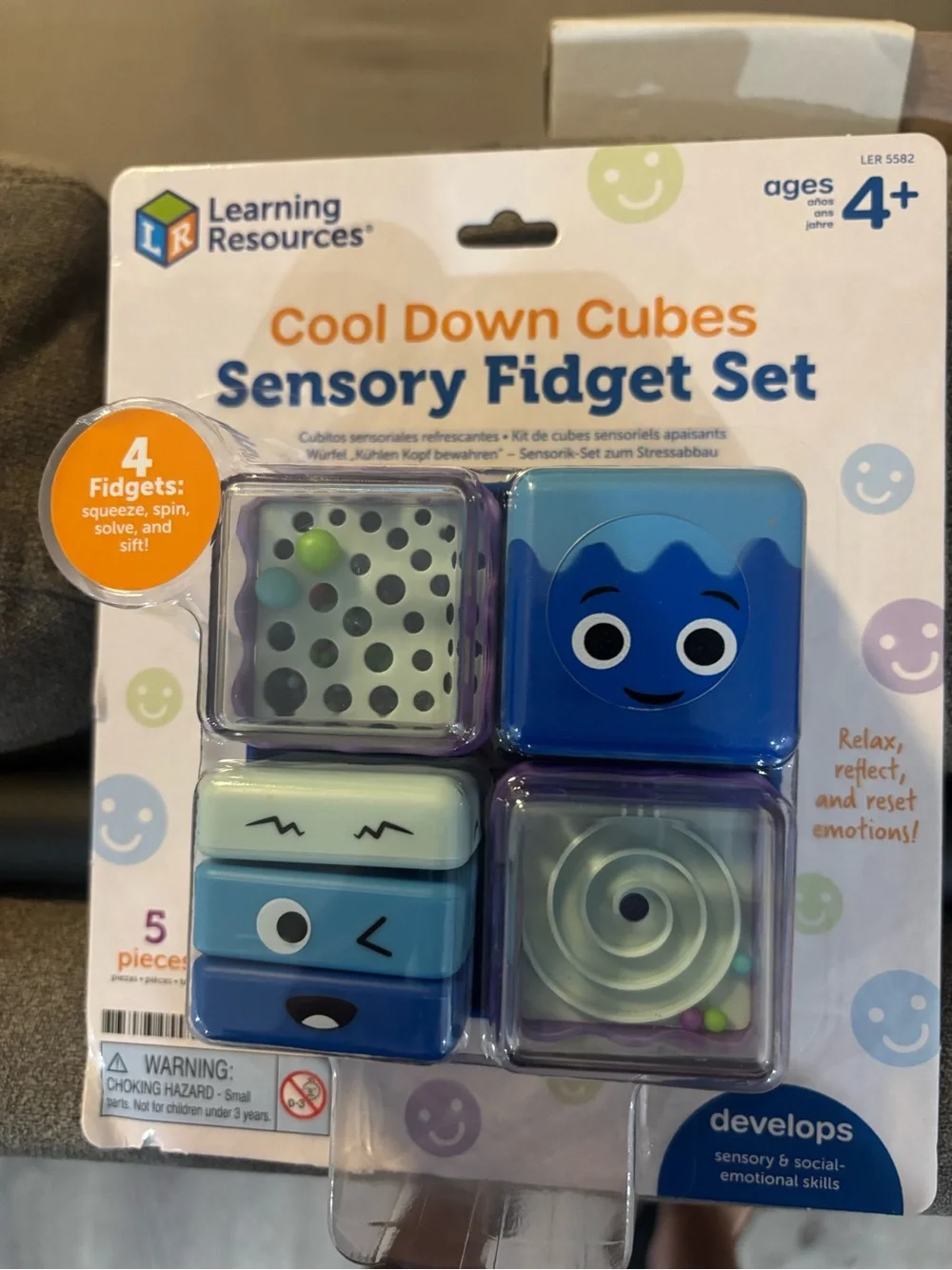 Learning Resources Cool Down Cubes Sensory Fidget Set - Blue